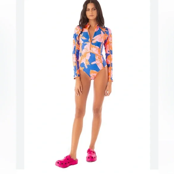 Maaji 🩷🧡🩵💙 Magnolia Mirage Cardi Long SleeveSwimsuit bathing suit NWT